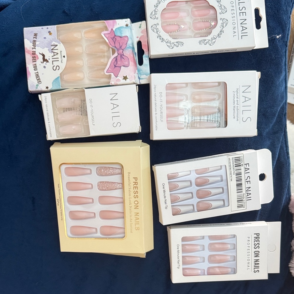 Assorted False Nail Sets in Pink and Nude